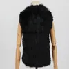 Gilet da donna Moda Gilet di vera pelliccia di coniglio Highend Donna lavorato a maglia senza maniche con cappotto di procione naturale 231218