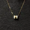 Necklaces New 24k 999 Gold Inlaid Natural Chinese White Jade Beads Pendant Necklace Women Jewelry Gift