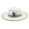 Berets White Wide Brim Fedora Hats For Womens Felt Panama Hat Woolen Top Autumn And Winter