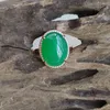 Klusterringar naturlig kejsare Green Jade Chalcedony Agate Ring Silver inlaid för män och kvinnor som gåva