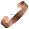 Bangle Bangle Copper Armband för män 15 mm bred 99,99% ren gåva med 3500 Gauss magneter Energi justerbar manschettdroppleverans smycken Dhenw