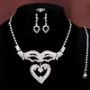 18K Silver Plated Rhinestone Austrian Crystal Necklaces Earring Stick Bride Charm Jewelry Sets for Bridal Wedding317Z