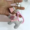 Luxe strass chiens porte-clés animaux de bande dessinée chien poupées sac porte-clés porte-monnaie voiture porte-clés cadeau pour les femmes Christm277W