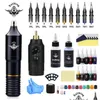 Tattoo Machine Tattoo Hine Kit Draadloze Mini Voeding Batterij Roterende Pen Set Met Cartridge Naalden Voor Beginnersbenodigdheden Drop Del Dhtei