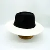 Berets Fashion Minimalist Style Black White Contrasting Wool Panama Fedora Hat Women Caps Wide Brim Jazz Top Vintage Felt