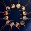 Colares de pingente 12 signos do zodíaco design criativo pedras semi-preciosas moeda longo colar para mulheres casal jóias