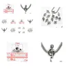 Alloy 100Pcs/Lot Antique Sliver Alloy Big Hole Music Note Spacer Beads Charms For Jewelry Diy Making 9X18Mm Hole4.5Mm Drop Delivery Je Dhequ