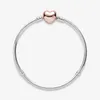 925 Sterling Silver Rose Gold Heart Clasp Snake Chain Bracelet Fit Authentic European Dangle Charm For Women Fashion Jewelry Acces218n