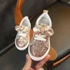 Athletic Outdoor Spring Autumn Girls Shoes Baby Sneakers Children Casual Fashion Bow Knot Glitter Läder Non Slip Flat Princess 231218