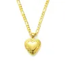 22k Fine Yellow Gold FINISH Italian Figaro Link Chain Necklace Heart Pendant2775