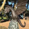 Decorative Objects Figurines Precision Casting Firebreathing Dragon Sculpture Waterscape Resin Fountain Home Garden Decoration 231216