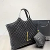 Borsa di design di tote bag di alta qualità Luxuria sacca per la spesa in pelle genuina grande borsetta con portafoglio a catenella diamante reticolo trapuntato sacchetto da spiaggia di grande capacità