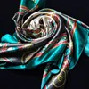 Scarves Fashion Hijab Scarf For Women Silk Satin Print Kerchief Head Scarfs Female 90cm*90cm Square Shawls Wraps Neck Scarves Ladies 231216