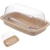 Dinnerware Sets Butter Crisper Bread Dessert Holder Tray Restaurant Cheese Dish Plastic Plate With Lid