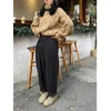 Pantaloni da donna HOUZHOU Abito in tweed da donna Stile vecchio denaro Vita alta Pantaloni coreani in lana da donna Pantaloni Harem invernali casual