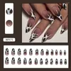 False Nails 24pcs Short Square Press On Y2k Fake With Glue Gradient Black White Artificial Diy Full Cover Manicure Tool