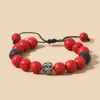 Strand OAIITE 10mm pin rouge Bracelet corde tissé à la main pierre naturelle Yoga Reiki guérison équilibre méditation cadeau