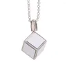 Pendant Necklaces 2pcs Personalized Gold Color Cube Shape Necklace Sublimation Blanks 6 Sides Printing