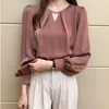 Women's Blouses High Quality Satin Silk Shirt Elegant OL Office Ladies Top LONG Sleeve O-neck Basic Turn-down Collar Solid Button