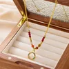 Pendant Necklaces Fashion Bohemian Style Colorful Round Beaded Necklace Inlaid With Natural Stone Zircon