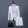 Abiti da uomo Completo coreano Set 3 pezzi Monopetto Slim Fit Matrimonio Sposo Abito da ballo Completo giacca Giacca Pantalone