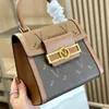 Kahverengi gerçek deri kadın omuz çantası pochette totes ünlü marka tasarımcısı kadın messenger çantaları paris katı mektup crossbody çanta moda kadın omuz çantaları