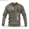 Taktiska jackor hoodies 3d tryck usa veteran militär armé tröjor män kvinnor huva överdimensionerade kamouflage örnar mode barn tröjor231218