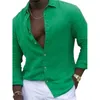 Camisas casuais masculinas moda camisa tops para gola de banda blusa de cor sólida botão para baixo festa diária