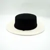 Berretti Moda Stile Minimalista Nero Bianco A Contrasto Lana Panama Cappello Fedora Cappellino da Donna a Tesa Larga Top Jazz in Feltro Vintage