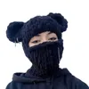 BeanieSkull Caps Halloween Unisex Knitted Balaclava Hat Bear Ears Winter Thicked Warm Adult Party Funny Mask Cap Handmade Bonnet 231216