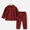 Women's Sleepwear Autumn Winter Home Children's Clothing European American Spring Lapel Single Breasted Plaid Long Sleeved Pajama Set