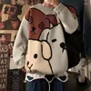 Herrenpullover, Pullover, lockerer Herbst/Winter, japanische Vintage-Cartoon-Unterlage