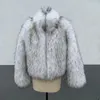 Fourrure pour femmes HJQJLJL 2023 Mode Femmes Faux Raton Laveur Manteau Femme Hiver Épais Chaud Moelleux Fourrure Veste Col Montant Vêtements D'extérieur