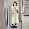 Women's Trench Coats High-Grade White Woolen Coat Long 2023 Autumn And Winter Clothes Style Thin Warm
