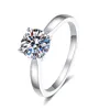حلقات الكتلة Moissanite 925 STERLING SILVER for Women Diamond Beatherity Band Pt950 Classic Four Claw Ring Jewelry