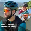 Óculos de sol Kvoe Red Photochromic Ciclismo Óculos de Sol para Homens Azul Fotocromismo Óculos Cycl Mountain New Bicycle Goggles SportsL231218