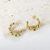 Boucles d'oreilles JINHUI perle ronde irrégulière soudée demi-acier inoxydable conception esthétique Simple charme de mode pour les femmes bijoux