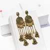 Dangle Chandelier 2023 Boucles d'oreilles Jhumka indiennes Bijoux rétro pour femmes Boho Ethnique Vintage Doré Long Gland Goutte Ronde Perlée Earrins 231216