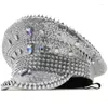 Berets Designer Men's And Women's Wedding Caps Silver Sequined Diamond-encrusted Pography Hats Duck Cap Party Bash Flat Show Gorra