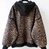 Felpe con cappuccio da donna Moda Donna Leopardo Cappotto in lana di agnello con cappuccio 2023 Primavera Autunno Trendy Peluche Abito da baseball Coreano Allentato Addensare Felpa con cappuccio