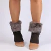 Pièces de chaussures Accessoires Court Chaud Femmes Couleur Unie Jambières Fausse Fourrure D'hiver Manchette Crochet Tricot Bottes Chaussette Jambières 231218