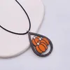Pendant Necklaces Autumn Thanksgiving Necklace Pumpkin Water Drop Hollow Wood Halloween Jewelry Accessories