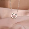 Pendentif Colliers Colliers en acier inoxydable mignon dessin animé chaton chat pendentifs fille chaîne Kpop tour de cou mode collier pour femmes bijoux beaux cadeauxL231218