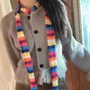 Шарфы Черно-белый полосатый шарф Длинный женский шарф Y2K Модные полосатые шарфы в стиле панк Глушитель Аксессуары для одежды Украшение Harajuku 231216