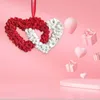 Decorative Flowers Valentine's Day Wreath Dual Heart Shaped Romantic Wall Decoration Love Hanging For Wedding Indoor Outdoor Door Birthday