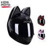 Casques Patins Casques Moto Casque Oreilles de Chat Détachables DOT Approuvé Accessoires Pour Femmes Hommes Fu Visage Respirant Capacete de moto 23