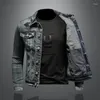 Men's Jackets Spring Autumn Denim Jacket Men Trendy Lapel Coat Fashion Stretch Biker 4XL