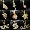Wholesale Custom Hiphop Gold Men CZ Iced Out Diamond Custom Jewelri Crystal Necklace Pendant Hip Hop Jewelry
