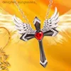 Pendant Necklaces Classic Income Fashion Angel Wings Pendant Necklace Ladies Cross Guardian Jewelry Accessories Anniversary Party Banquet GiftsL231218