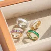 Band Rings High End Colorful Pink Green Purple Baguette Women CZ Jewelry 18K Gold Plated Stainless Steel Pave Cubic Zirconia Zircon Ring